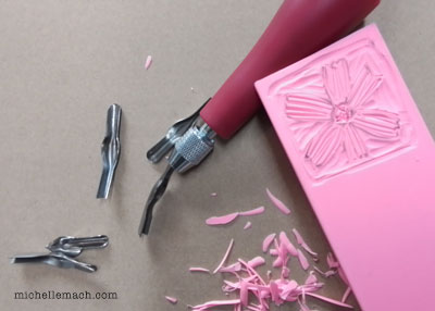 Carved Flower Stamp in Progress