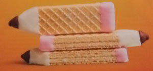 Wafer pencil cookies side view